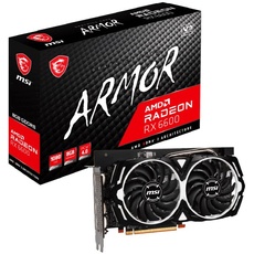 MSI Radeon RX 6600 ARMOR 8G V1 Gaming Grafikkarte - AMD RX 6600, GPU 2044/2491 MHz, 8000MB DDR6 Speicher