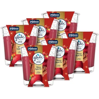 Glade Duft-Kerze im Glas, Warm Apple Pie, bis zu 27 Stunden Brenndauer, 6er Pack (6 x 112g)