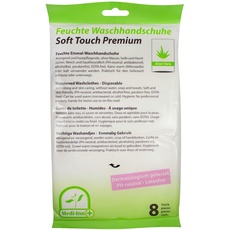 Bild von Feuchte Einmalwaschhandschuhe | Soft Touch Premium Einmalwaschlappen | mit Aloe Vera (8 Stück)