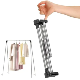 ANLEBUY Kleiderständer Klappbar Tragbarer, Ausziehbarer Kleiderstänge, Stabil Klein Verstellbarer Reise Kleiderständer, Leicht Clothes Rack für Reisen, Tanz, Camping, Wäsche, Wandern, Schwarz