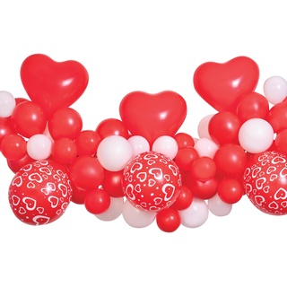 Ciao - Set Girlande Luftballons DIY Love (66 Latexballons, 300cm), rot/weiß