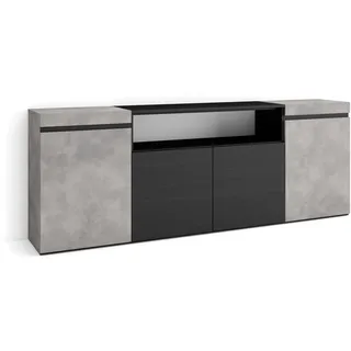 Skraut Home | Sideboard, Highboard | Kommode, Komodenschrank | 200x75x35cm | 4 Türen | Wohnzimmer, Küche | Moderner Stil | Zement
