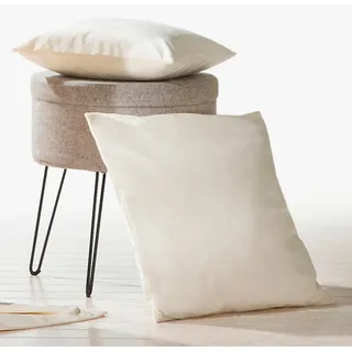 Dekokissen WECKBRODT "Valentin" Gr. 1, beige (creme, unifarben), B:40cm L:40cm, Polyester, Dekokissen_Sitzkissen_Kissenhüllen, Dekokissen, Samt-Optik, Velour, Unifarben, Kissenhülle ohne Füllung