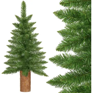 Künstlicher Weihnachtsbaum grüne Tanne mit echtem Stamm 100 cm - Grün