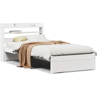 vidaXL Bettgestell mit Kopfteil ohne Matratze Weiß 75x190 cm - Weiß