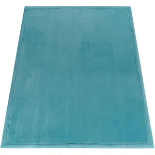 Paco Home Teppich »Tatami 475« rechteckig 24 mm Höhe Kurzflor, Uni-Farben, mit Memory Foam, waschbar, blau