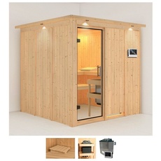 Bild Sauna »Romina«, (Set), 9-kW-Ofen mit externer Steuerung, beige