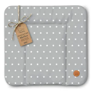 Totsy Baby Wickelauflage Wickelunterlage abwaschbar und wasserdicht 85x72 cm - Wickelmatte zum Auflegen auf Wickeltisch Wickelaufsatz Wickelkommode oder Waschmaschine Oeko-Tex 85 x 72 Sterne und Grau