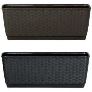 Prosperplast RATOLLA P Balkonkasten in Polyrattan-Optik Blumenkasten 40cm braun