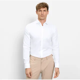 Langarmhemd OLYMP "No 6 six", Herren, Gr. 43, N-Gr, weiß, Web, Obermaterial: 97% Baumwolle, 3% Elastolefin, sehr schmal, 2-Knopf-Manschette, Hemden Langarmhemd, Royal Kentkragen, Businesshemd, super slim fit