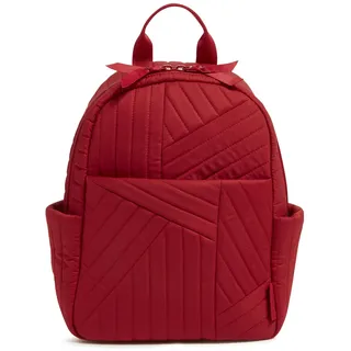 Vera Bradley Damen Kleiner Rucksack aus Baumwolle Büchertasche, Rot (Cardinal Red), Einheitsgröße