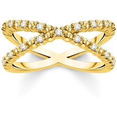 Bild Damen-Ring vergoldet Kugeln mit weißen Steinen TR2318-414-14-56 Ringgröße 56/17,8