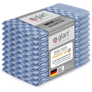 Glart 48SB 10er Set Geschirrtücher Küchentücher Geschirrhandtücher Küchenhandtücher, Vollzwirn, 50x70 cm, 100% Baumwolle OEKO-TEX, blau, vorgewaschen