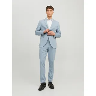 Anzug JACK & JONES "JPRFRANCO Extra schmal, pflegeleicht, stilvoll mit fallendem Revers", Herren, Gr. 54, N-Gr, ashley blau, Web, Obermaterial: 78% Polyester, 17% Viskose, 5% Elasthan, unifarben, slim fit, Anzüge Anzug, Materialmix, slim fit