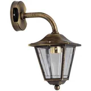 Antike Außenleuchte aus Messing rustikal IP43 Wand Lampe Laterne Haus Hof LEROS