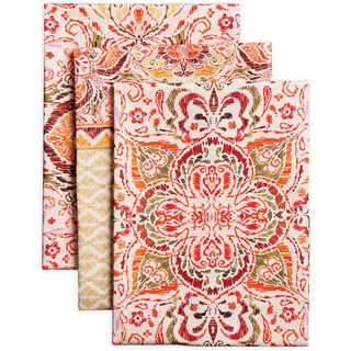 Maison d'Hermine Küchenhandtücher 3er-Set 100% Baumwolle 70 cm x 50 cm Wiederverwendbare Geschirrtücher aus Stoff saugfähig mit Aufhängeschlaufe Küche Weihnachtsdekoration (Damask)