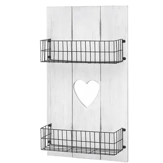 MCW Wandregal Massivholz Shabby Weiß, Schwarz , Holz , 40x70x10 cm , Wohnzimmer, Regale, Wandregale