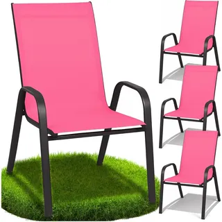 Metall-Gartenstühle für Terrasse, Balkon, Garten, Set, rosa, stabil x4 - Rosa