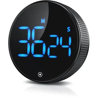 Arendo - Küchentimer Eieruhr digital magnetisch – großes LED Display – Kurzzeitimer – Countdown und Countup – Küchenuhr mit Restzeitanzeige – Alarmton einstellbar 70/85 db(A) - schwarz