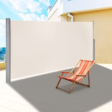 VEVOR Terrassen Windschutz Rollo 180 x 300 cm Cremeweiß Seitenmarkise ausziehbar für den privaten oder gewerblichen Gebrauch