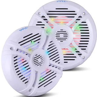 Pyle Audio Pyle Outdoor Lautsprecher Boxen– Outdoor Speaker– Outdoor Box Wasserdicht 250 Watt, 2-Wege mit LED-Lichtern Weiß, Aufbaulautsprecher leicht Installierbar mit Magnetstruktur