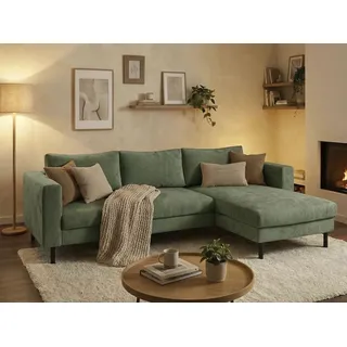 TRENDMANUFAKTUR Ecksofa Cord 2-Sitzer Grün