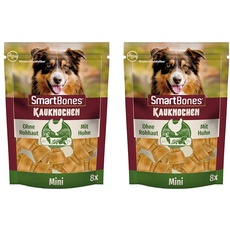 SmartBones Kauknochen Mini - Kausnack mit Huhn für kleine Hunde, Knochen mit weicher Textur, ohne Rohhaut, 8 Stück (Packung mit 2)