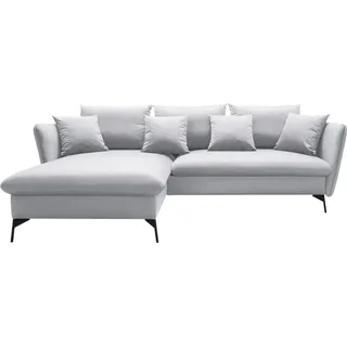 OTTO home Ecksofa »LIVORNO,258 cm, L-Form,« Schlaffunktion u. Bettkasten (139/224cm), Samt, Struktur, Webstoff, grau