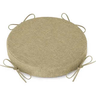 AddGrace Sitzkissen Rund mit Bändern für Barhocker 1 Stück 30x30cm Beige