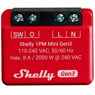 Shelly 1PM Mini Gen3, 1-Kanal, Unterputz, Schaltaktor mit Strommessfunktion (Shelly_Plus_1PM_Mini_G3)