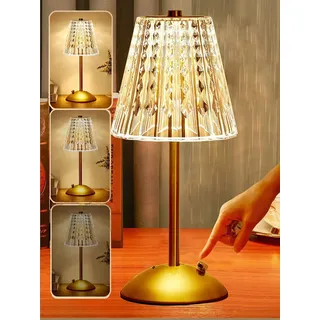 bestyks LED Tischlampe Gold Vintage, BestyksTischleuchte Kabellos Dimmbar 3 Farben Touch Nachtttischlampe, Tischlampe LED Kabellos,Nachttischlampe Touch Lampe,Wohnzimmer Schlafzimmer Esszimmer Bar Caf