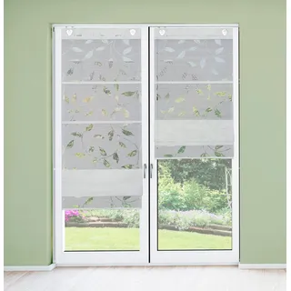 HOME WOHNIDEEN 91515 Magnetrollo RANA Ausbrenner Bambus, Ranken-Motiv, Fensterhaken, Farbe:grau, Größe:130 x 60 cm, Anzahl:1