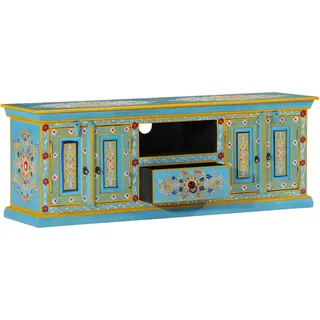 vidaXL TV-Schrank Blau 110x30x40 cm Massivholz Mango - Blau