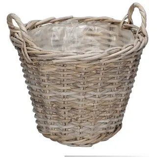 Posiwio Pflanzkorb Flower Market grau braun Kooboo Rattan D31cm Rattankorb