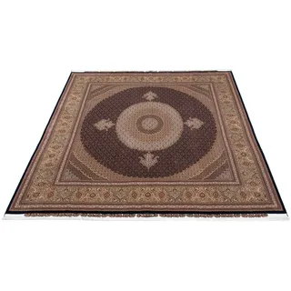 morgenland Orientteppich »Perser - Täbriz quadratisch - 310 x 302 cm - dunkelbraun«, quadratisch, 10 mm Höhe, Wohnzimmer, Handgeknüpft, Einzelstück mit Zertifikat, braun