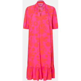 Druckkleid LIEBLINGSSTÜCK "EddaL", Damen, Gr. 34, N-Gr, lovely pink, Web, Obermaterial: 100% Viskose, gemustert, regular fit ca. Mitte Wade, V-Ausschnitt, 1-Knopf-Manschette, Kleider Druckkleid, mit Rüschen-Details, Langarm