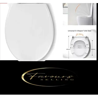 Pipishell Toilettendeckel, WC Sitz mit Absenkautomatik, Quick-Release Funktion für einfach Reinigung, O Form Weiß Toilettensitz mit Verstellbaren Scharnieren, Kunststoffversion