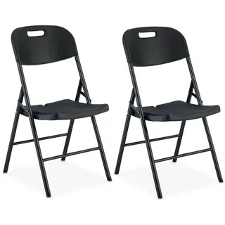 Relaxdays Klappstuhl Schwarz 2er-Set Garten , Kunststoff, Metall , 45x87x52.5 cm , Gartenmöbel, Gartensessel, Gartenstühle