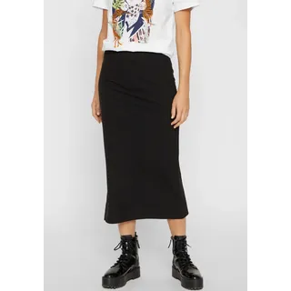 pieces Midirock »PCKYLIE MW MIDI SKIRT NOOS« gerippte Jersey-Ware, schwarz