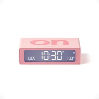 Lexon Flip Mini Reisewecker, digitaler LED-Wecker mit On/Off-Funktion, Einstellbarer Helligkeit, wiederaufladbar und berührungsempfindlich, ideal als Nachttisch-Wecker - Rosa