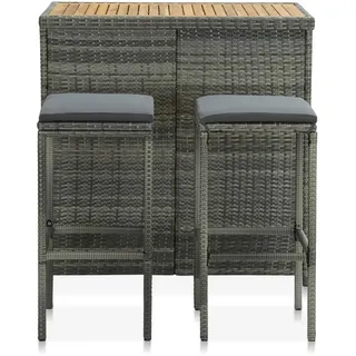 vidaXL 3-tlg. Bar Set Poly Rattan Grau - Grau
