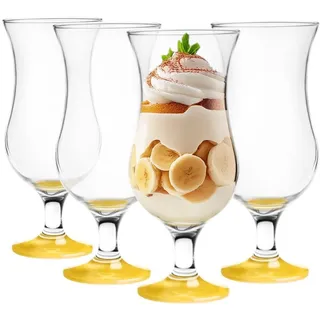 Glasmark Krosno Gläser Cocktailgläser Set Longdrink Cocktail Gin Bier Wasser Longdrinkgläser Cocktailgläser Trinkglas Wasserglas Glas Smoothie Dessert Spülmaschinenfest Gelb 4 x 420ml