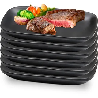 WANDGU 6 Stück Dessertteller: Mezzeteller Schwarz 15,5x9x2cm, Vorspeisen Teller Rechteckig Matt ür Fleisch, Antipasti, Sushi, Gericht Usw