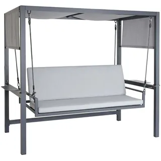 MCW Alu-Hollywoodschaukel Anthrazit, Grau , Metall , 221x195x131 cm , Gartenmöbel, Gartenschaukeln, Hollywoodschaukeln