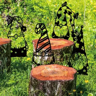 SUPERDANT 4CS Metall Zwerge Gartendeko Schwarze Zwergensilhouette Gartenstecker Lustige Dekorative Gartenstecker Metall Yard Art Für Hof Gartendeko Außenbereich Für Hof Rasen Terrasse Geschenk