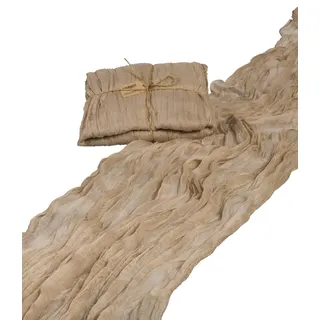 Halbach Seidenbänder Tischläufer, Breite: 70 cm Länge: 300 cm, waschbarer Tischläufer für Hochzeiten, Geburtstage oder als Tischdeko, schmale Tischdecke in Baumwoll-Optik, Farbe: Natur