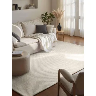 ELLE DECORATION Beans Wollteppich 160 x 230 cm Beige/Creme