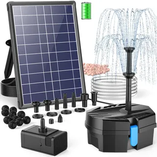 POPOSOAP Solar Teichfilter mit Wasserbrunnen, 8W Solar Springbrunnen mit Filtrationssystem, 8 Sprühmodi & 3600mAh Backup-Batterie, für kleine Außen-Teiche, Vogeltränke und Wasserfeatures