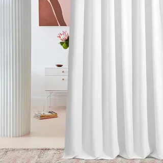 ROOM99 Vorhang mit Ösen Laurel 140 x 260 cm Weiß, 1 Stück | Schiebegardinen Curtain Wohnzimmer Schlafzimmer