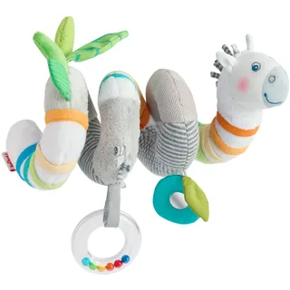 HABA Mobile-Spirale Zebra – Stoffspirale für Babys mit Rassel, Spiegel & Greifelementen – Motorikspielzeug ab 0 Jahren für Babyschale, Kinderwagen & Bett – 2012363001